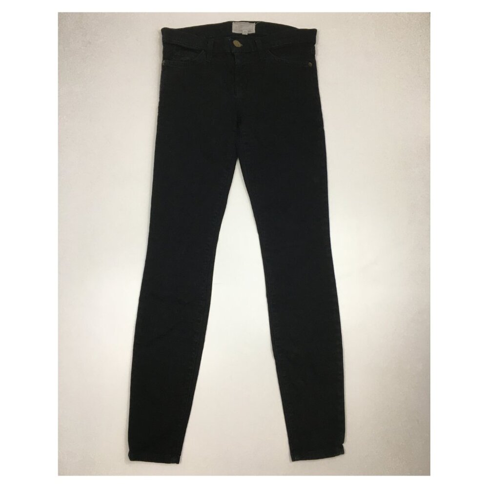 CURRENT ELLIOTT Jet Black Wash The Ankle Logo Hardware Slim Fit Skinny Jeans